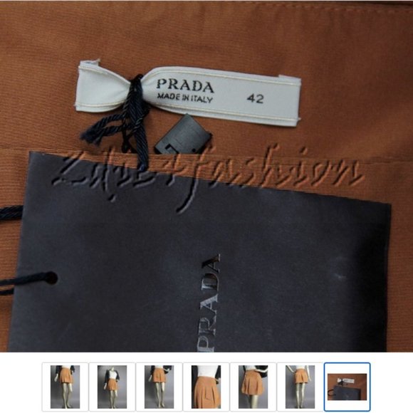 New with Tags PRADA Ocra Silk Polyester Pleated Brown Rust Wrap Mini Skirt 8 - Picture 6 of 6